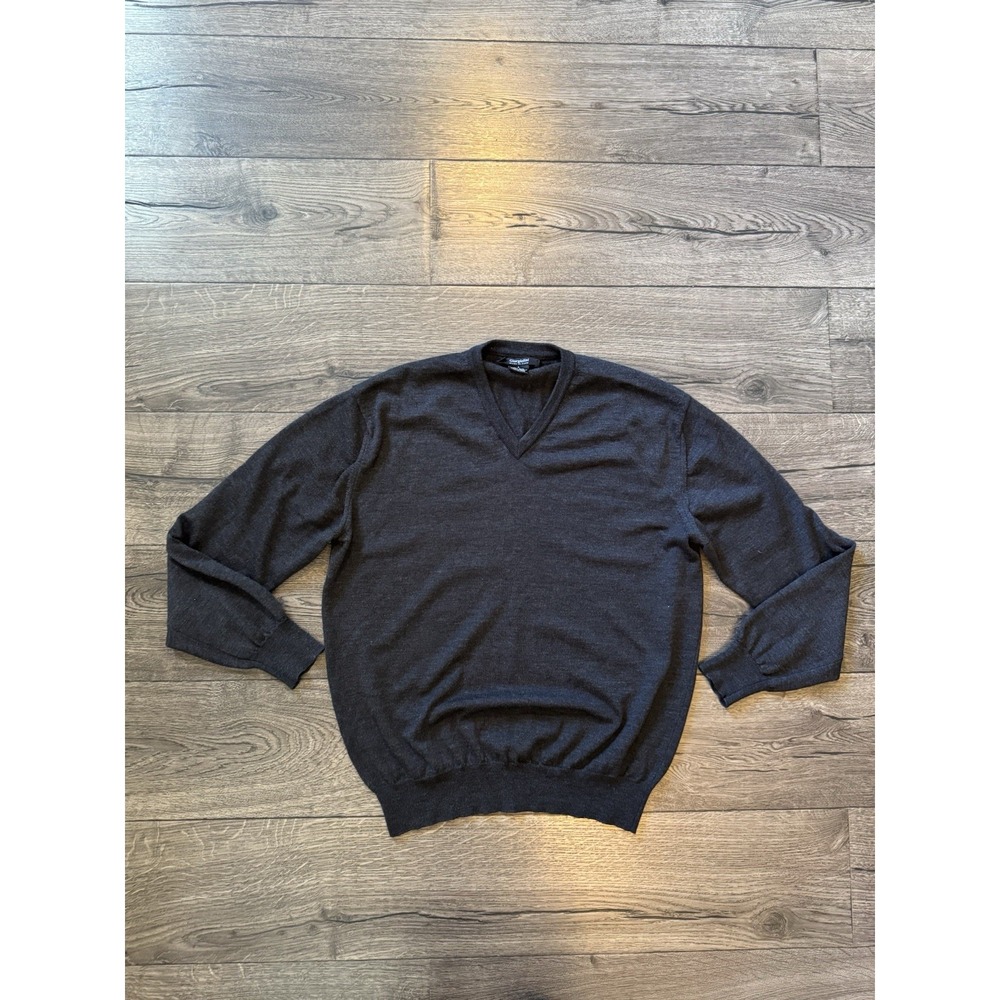 Giorgiolini Sweater Mens‎ Large Gray 100% Wool Pull Over Italy